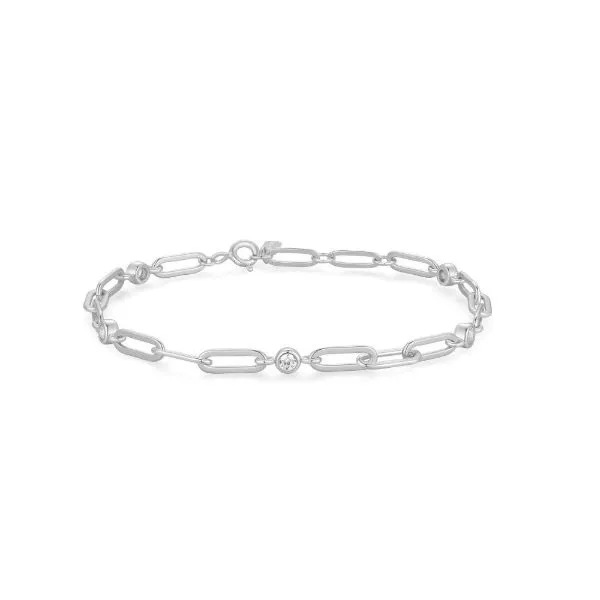 Sterling Silver Cubic Zirconia Paperclip Link Bracelet Erickson Jewelers Iron Mountain, MI