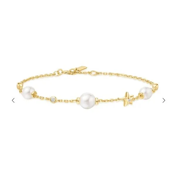 Sterling Silver with Yellow Gold Plated Pearl and Star Bracelet Erickson Jewelers Iron Mountain, MI