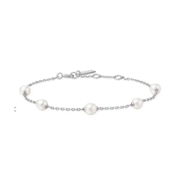 Sterling Silver Pearl Station Bracelet Erickson Jewelers Iron Mountain, MI