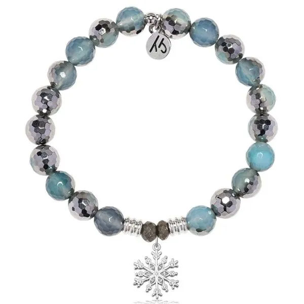 BLUE SILVER AGATE SNOWFLAKE CZ T. JAZELLE BRACELET Erickson Jewelers Iron Mountain, MI