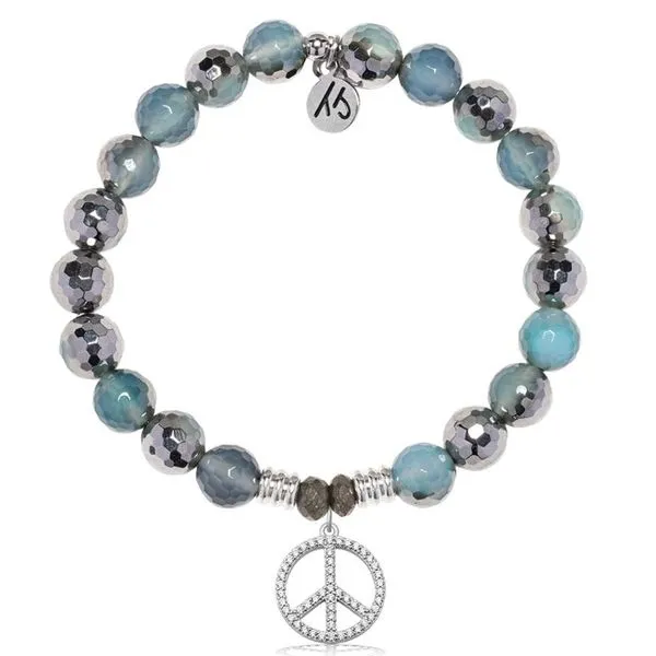 BLUE SILVER AGATE PEACE CZ T. JAZELLE BRACELET Erickson Jewelers Iron Mountain, MI