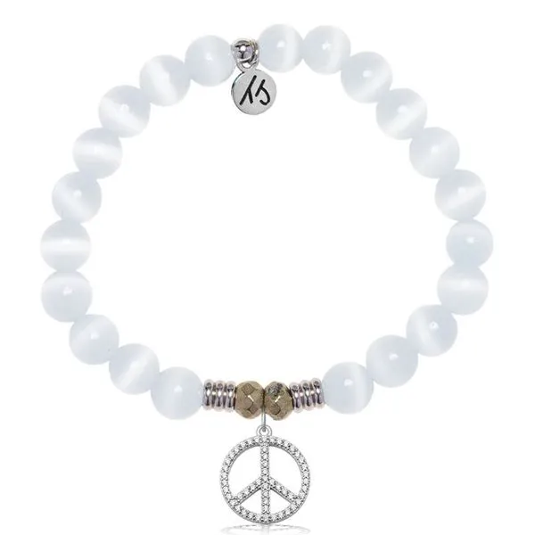 Silver White Cats Eye Peace CZ T. Jazelle Bracelet Erickson Jewelers Iron Mountain, MI
