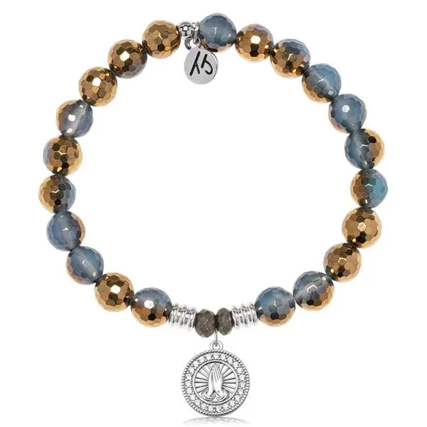 Silver Blue Gold Agate Prayers T. Jazelle Bracelet Erickson Jewelers Iron Mountain, MI