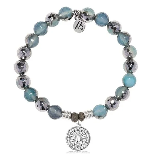 Silver Blue Silver Agate Prayers T. Jazelle Bracelet Erickson Jewelers Iron Mountain, MI
