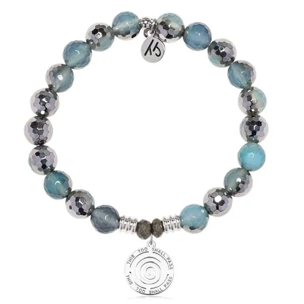 BLUE SILVER AGATE THIS TOO SHALL PASS T. JAZELLE BRACELET Erickson Jewelers Iron Mountain, MI