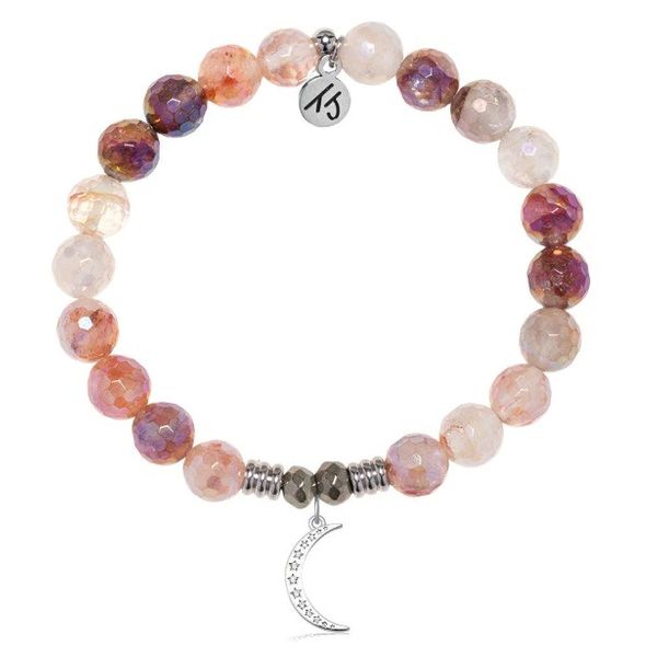 Strawberry Quartz Friendship Moon Silver Bracelet Erickson Jewelers Iron Mountain, MI