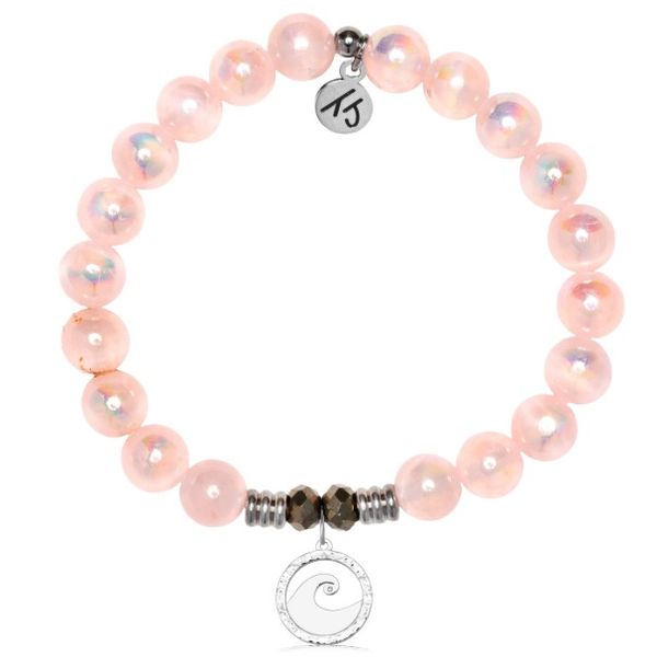 Silver Pink Selenite Waves of Strength T. Jazelle Bracelet Erickson Jewelers Iron Mountain, MI