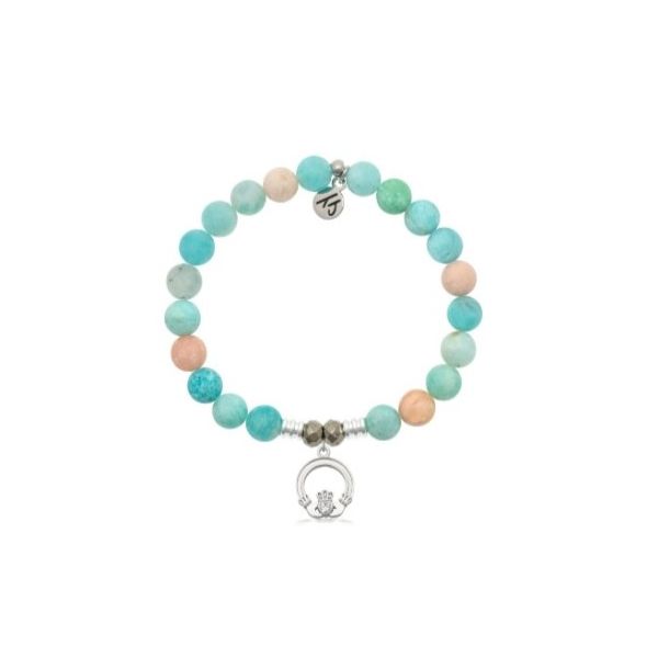 Silver Multi Amazonite Claddagh Bracelet Erickson Jewelers Iron Mountain, MI