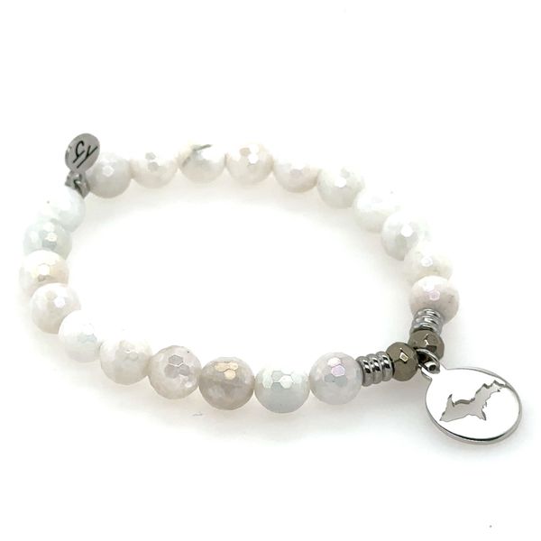 Silver Moonstone Faceted Custom Charm Bracelet Erickson Jewelers Iron Mountain, MI