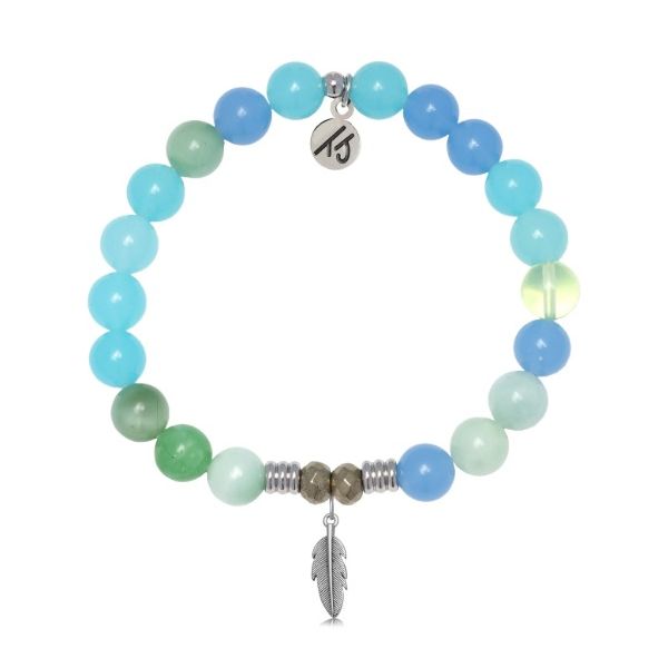 Silver Multi Blue Jade Feather T. Jazelle Bracelet Erickson Jewelers Iron Mountain, MI