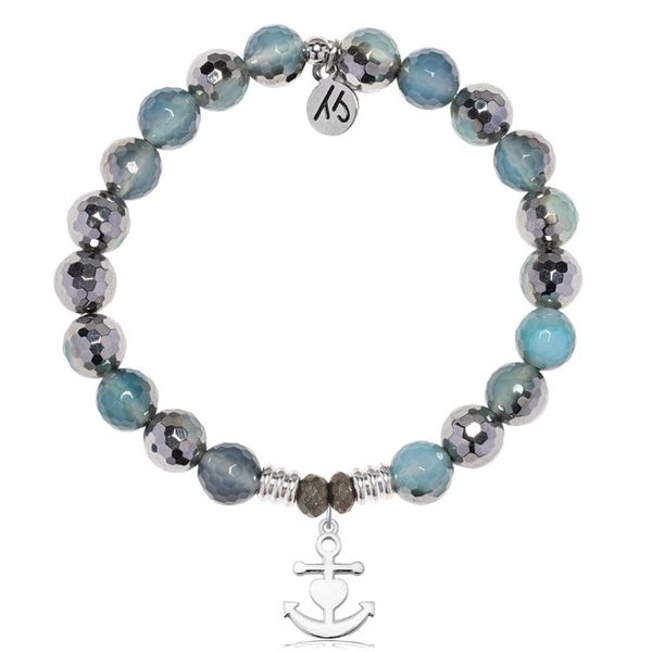 Silver Blue Silver Agate Faith Hope Love T. Jazelle Bracelet Erickson Jewelers Iron Mountain, MI