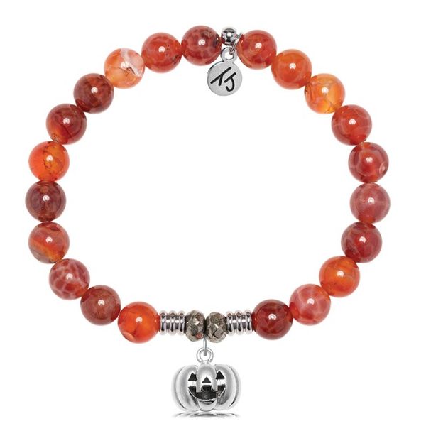 Silver Orange Fire Agate Jack-O-Lantern T. Jazelle Bracelet Erickson Jewelers Iron Mountain, MI