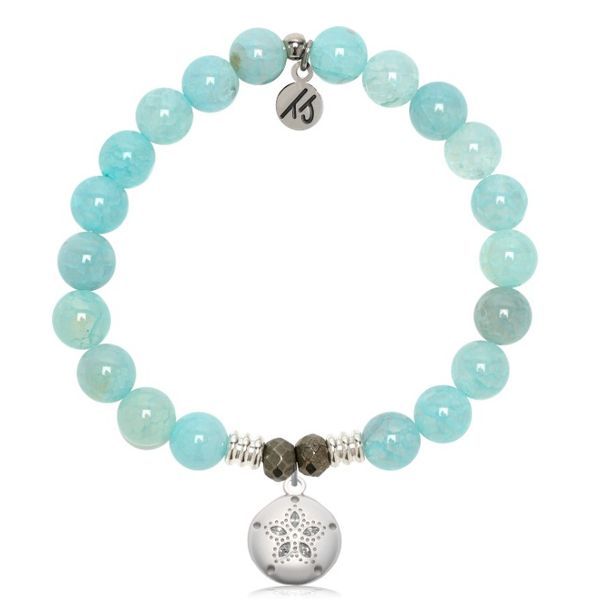 Aqua Fire Agate Sand Dollar Silver Bracelet Erickson Jewelers Iron Mountain, MI