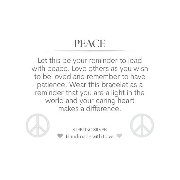 White Cats Eye Peace CZ Silver Bracelet Image 2 Erickson Jewelers Iron Mountain, MI