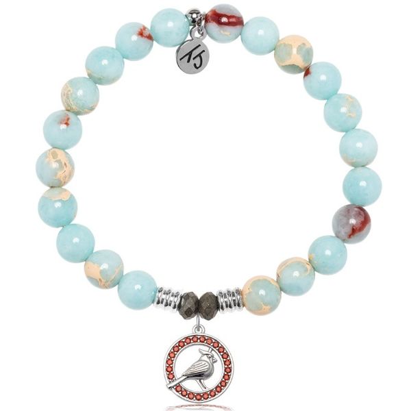 Silver Aqua Agate- Cardinal Garnet CZ T. Jazelle Bracelet Erickson Jewelers Iron Mountain, MI