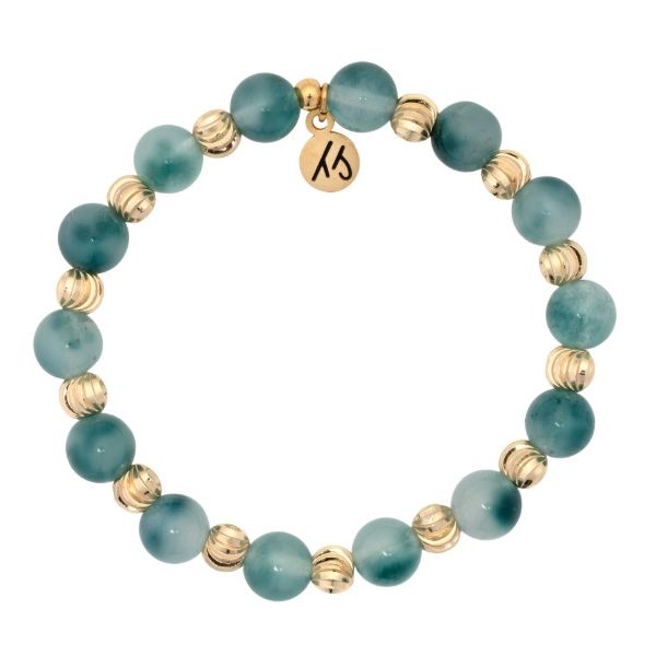 Harmony Gold Teal White Jade T. Jazelle Bracelet Erickson Jewelers Iron Mountain, MI