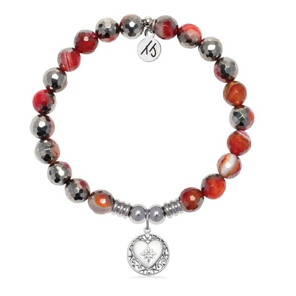 T. Jazelle Silver Dipped Red Agate Friendship Heart Bracelet Erickson Jewelers Iron Mountain, MI