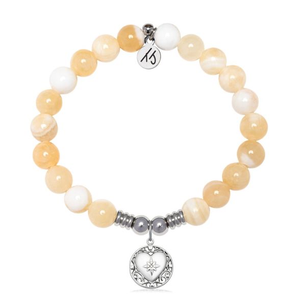 T. Jazelle Yellow White Agate Friendship Heart Bracelet Erickson Jewelers Iron Mountain, MI
