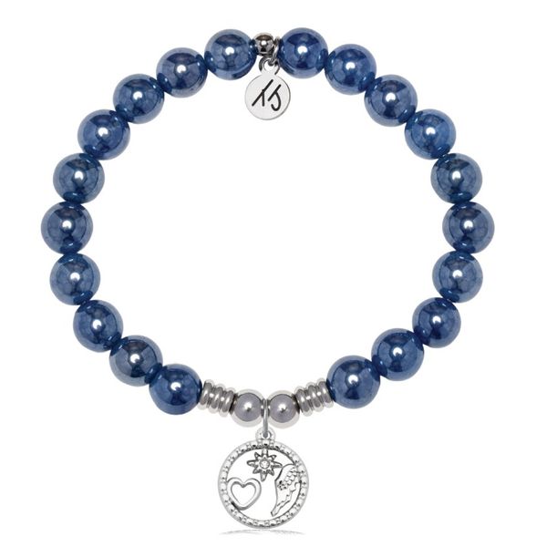 Stainless Steel T. Jazelle Navy Agate Guiding Angels Bracelet Erickson Jewelers Iron Mountain, MI