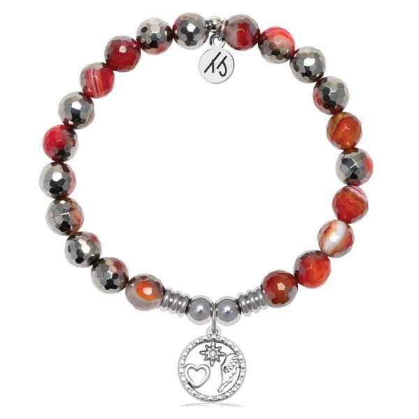 Stainless Steel T. Jazelle Silver Dipped Red Agate Guiding Angels Bracelet Erickson Jewelers Iron Mountain, MI