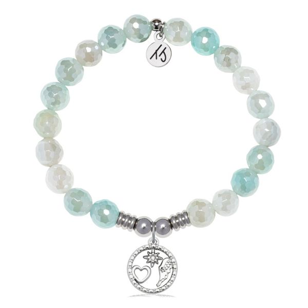 Stainless Steel T. Jazelle Aqua Agate Guiding Angels Bracelet Erickson Jewelers Iron Mountain, MI