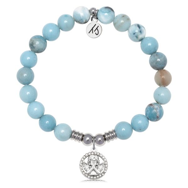 Stainless Steel T. Jazelle Larimar Jasper Cherub Bracelet Erickson Jewelers Iron Mountain, MI