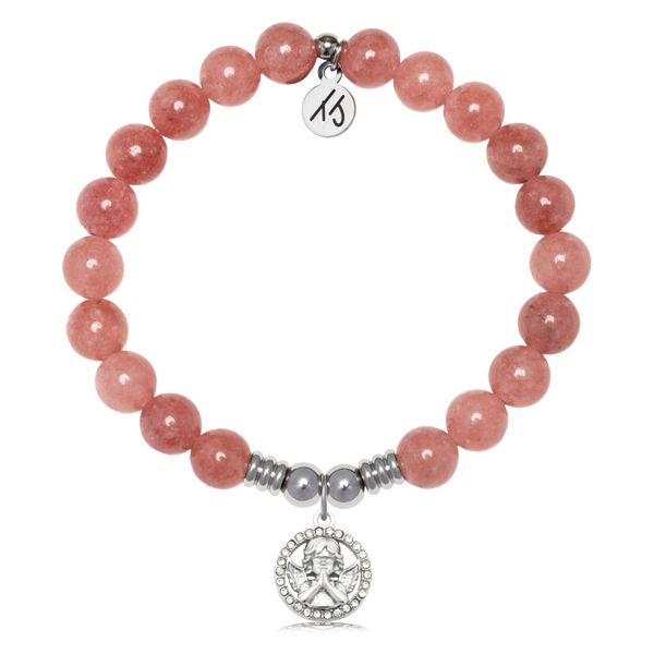 Stainless Steel T. Jazelle Strawberry Jade Cherub Bracelet Erickson Jewelers Iron Mountain, MI