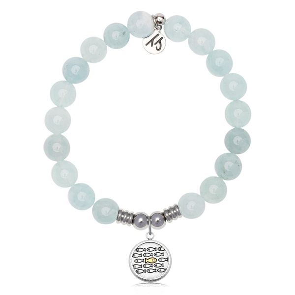 Stainless Steel T. Jazelle Aquamarine Jade Bracelet Erickson Jewelers Iron Mountain, MI