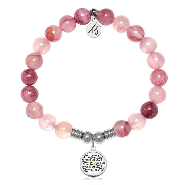 Stainless Steel T. Jazelle Pink Chalcedony Bracelet Erickson Jewelers Iron Mountain, MI