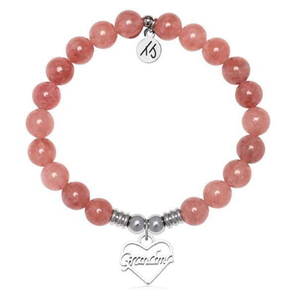 Stainless Steel T. Jazelle Strawberry Jade Bracelet Erickson Jewelers Iron Mountain, MI