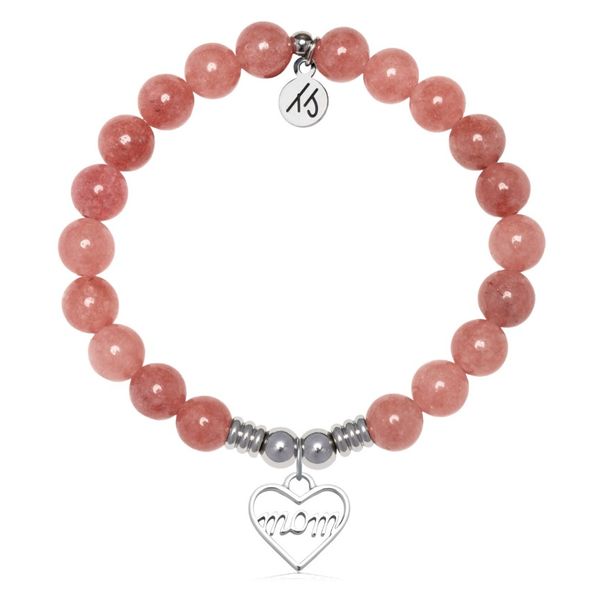 Stainless Steel T. Jazelle Strawberry Jade Bracelet Erickson Jewelers Iron Mountain, MI