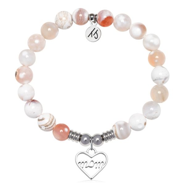 Stainless Steel T. Jazelle White Natural Agate Bracelet Erickson Jewelers Iron Mountain, MI