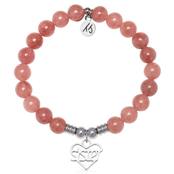 Stainless Steel T. Jazelle Strawberry Jade Bracelet Erickson Jewelers Iron Mountain, MI