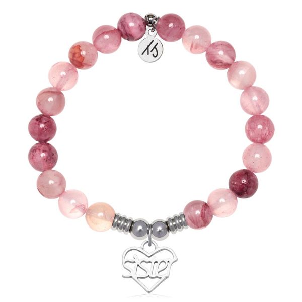 Stainless Steel T. Jazelle Pink Chalcedony Bracelet Erickson Jewelers Iron Mountain, MI