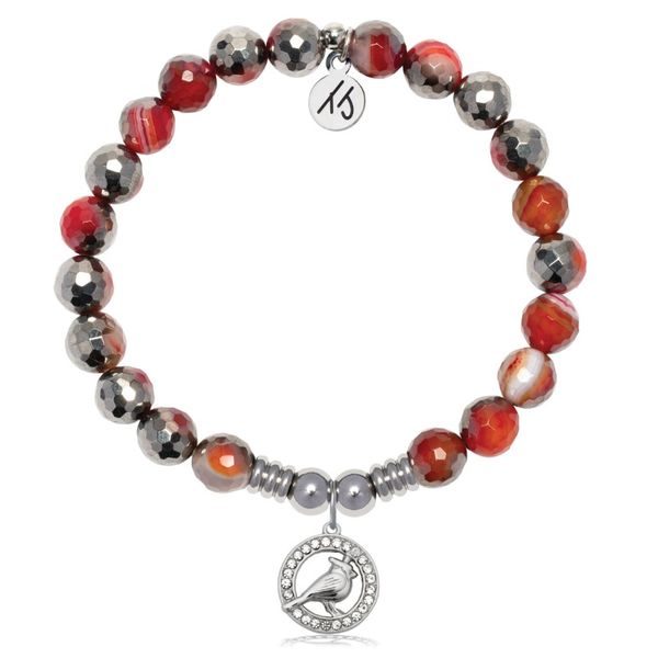 Stainless Steel T. Jazelle Silver Dipped Red Agate Bracelet Erickson Jewelers Iron Mountain, MI