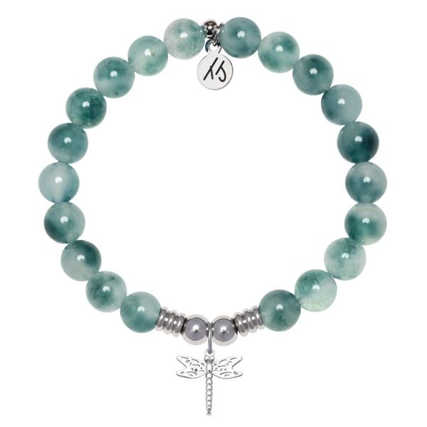 Stainless Steel T. Jazelle Teal White Jade Dragonfly Bracelet Erickson Jewelers Iron Mountain, MI