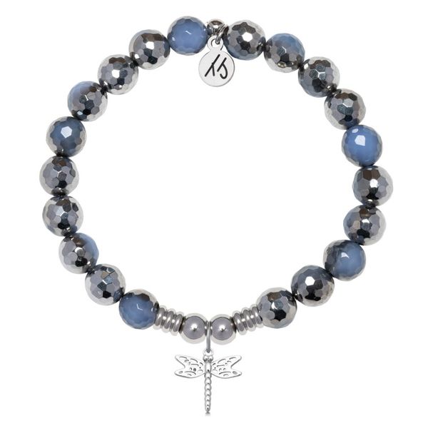 Stainless Steel T. Jazelle Silver Dipped Sky Blue Agate Dragonfly Bracelet Erickson Jewelers Iron Mountain, MI