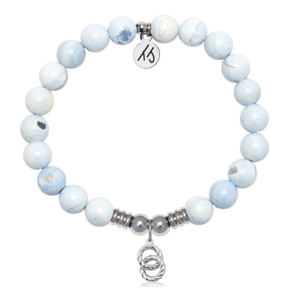 Stainless Steel T. Jazelle Blue and White Agate Forever Connected Bracelet Erickson Jewelers Iron Mountain, MI
