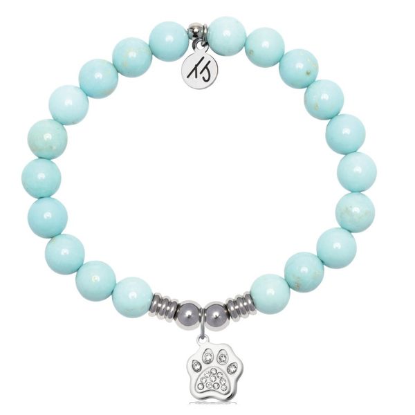 Stainless Steel T. Jazelle Blue Turquoise Paw Bracelet Erickson Jewelers Iron Mountain, MI