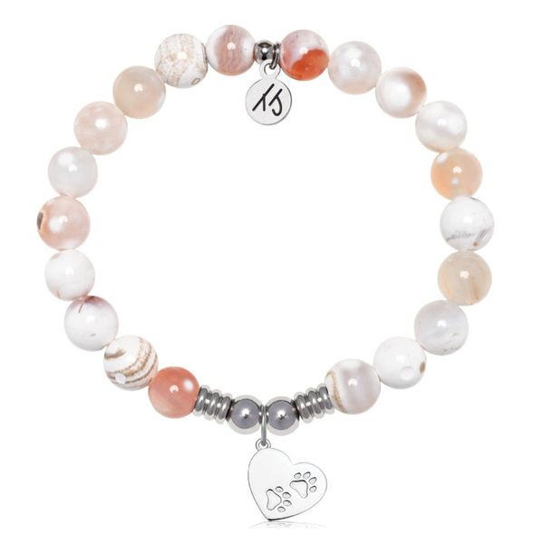 Stainless Steel T. Jazelle Bracelet with White Natural Agate Paws of Love Erickson Jewelers Iron Mountain, MI
