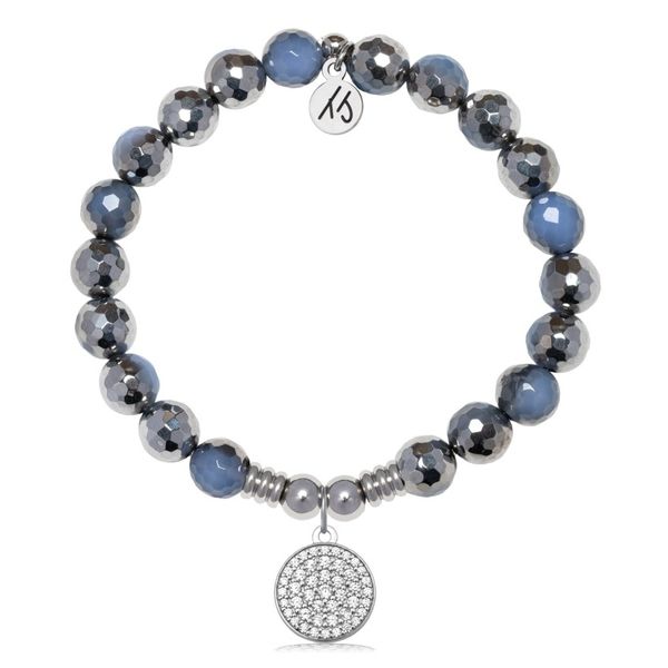 SILVER DIPPED SKY BLUE AGATE POSITIVITY STAINLESS T. JAZELLE BRACELET Erickson Jewelers Iron Mountain, MI