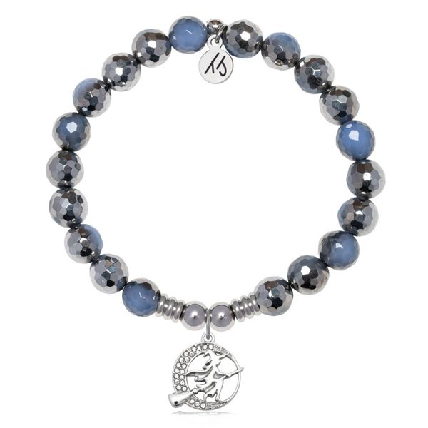Stainless Steel Silver Dipped Sky Blue Agate Witch T. Jazelle Bracelet Erickson Jewelers Iron Mountain, MI