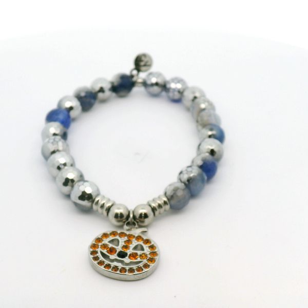 Silver Dipped Sky Blue Agate Pumpkin Stainless T. Jazelle Bracelet Erickson Jewelers Iron Mountain, MI