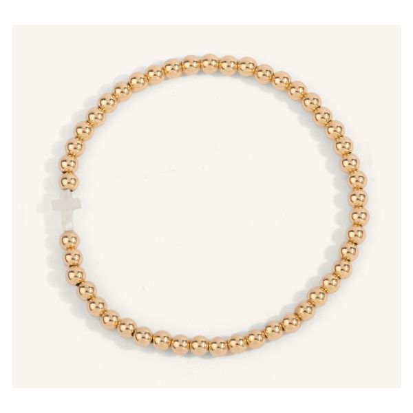 14Kt Gold Filled w/ MOP Cross Bead Bracelet Erickson Jewelers Iron Mountain, MI