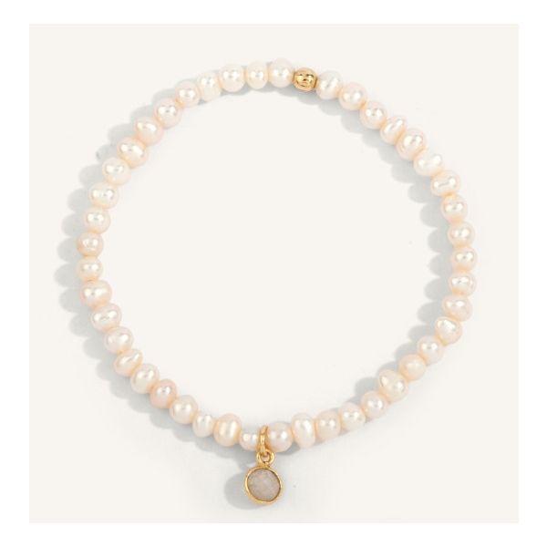 Pearl Moonstone Charm Beaded Bracelet Erickson Jewelers Iron Mountain, MI