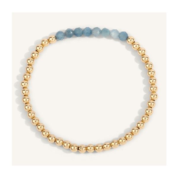 Aquamarine March Birthstone Bead Bracelet Erickson Jewelers Iron Mountain, MI