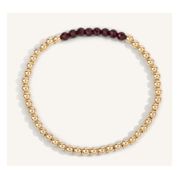 Garnet January Birthstone Bead Bracelet Erickson Jewelers Iron Mountain, MI