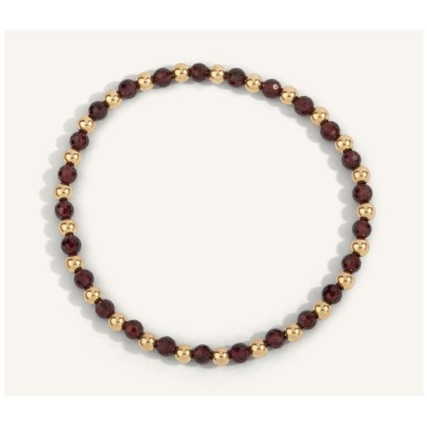 Garnet & 14Kt Gold Filled Harmony Gemstone Bead Bracelet Erickson Jewelers Iron Mountain, MI
