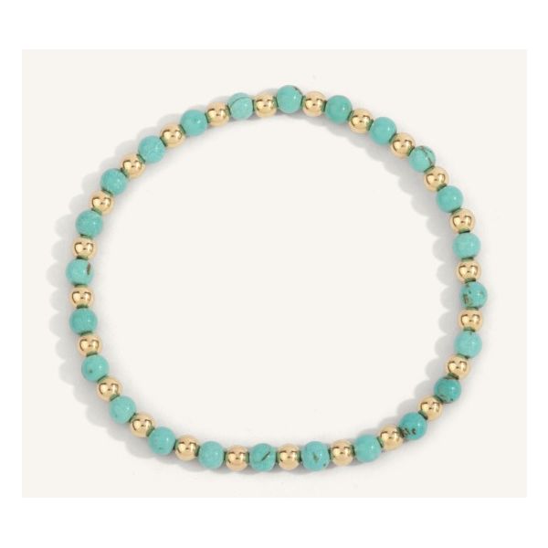 Blue Howlite & 14Kt Gold Filled Harmony Bead Bracelet Erickson Jewelers Iron Mountain, MI