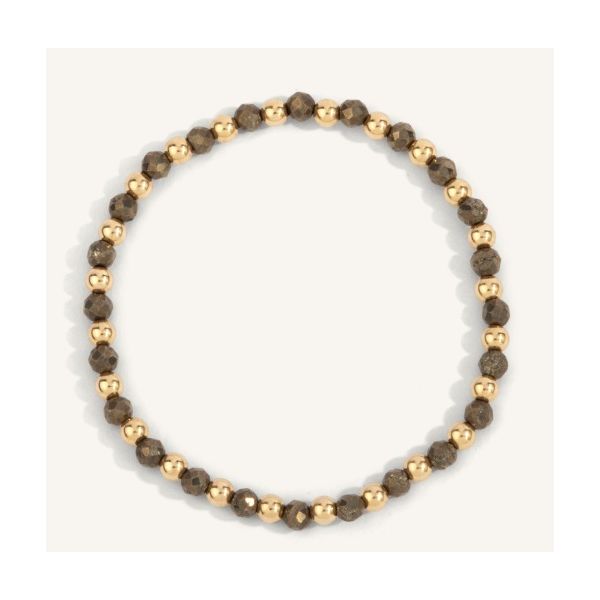 PYRITE & 14KT GOLD FILLED HARMONY GEMSTONE BEAD BRACELET Erickson Jewelers Iron Mountain, MI